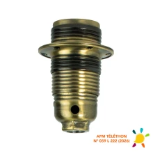 Douille E14 filetée avec 2 bagues pour abat-jour – 2A 250V – Métal finition bronze antique (luminaire)