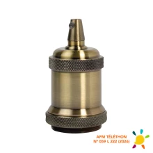 Kit cache-douille métal avec bague pour abat-jour + douille E27 – 4A 250V – Finition bronze (suspension)