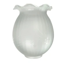 Abat-jour Tulipe haut. 140mm ø 105mm ø base 48mm – Verre satiné blanc gravé (lustre et applique)