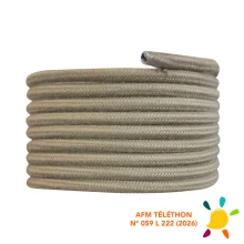Câble électrique tissu rond long. 3m ø 6,2mm – H03VV-F 2x0,75mm2 – Lin (luminaire)