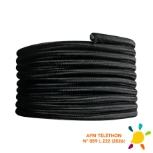 Câble électrique tissu rond long. 3m ø 6,2mm – H03VV-F 2x0,75mm2 – Noir (luminaire)