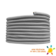 Câble électrique tissu rond long. 3m ø 6,2mm – H03VV-F 2x0,75mm2 – Gris (luminaire)