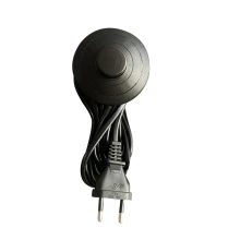 Cordon d’alimentation avec interrupteur à pied et fiche 2 pôles 2A 250V – Long. 3m H03VVH2-F 2x0,75mm2 – Noir (luminaire)