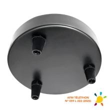 Plafonnier rond 3 câbles ø120mm H.25mm, serre-câbles, passage câble ø 7mm – Métal finition titane (suspension multi-descente)