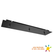 Plafonnier rectangulaire 3 câbles 120x550 mm, serre-câbles, passage de câble ø 7mm– Métal noir (suspension multi-descente)