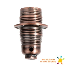 Douille E14 filetée avec 2 bagues pour abat-jour – 2A 250V – Métal finition cuivre (luminaire)