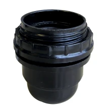Douille bakélite E27 noire avec bague de fixation abat-jour – Blocage anti-dévissage (réparation luminaire)