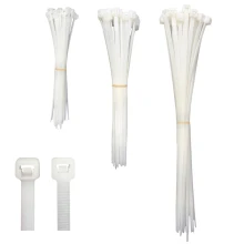 Assortiment de 100 colliers de câblage – 50x(100x2,5mm) + 25x(150x3,6mm) + 25x(250x4,8mm) – Blanc (intérieur et extérieur)