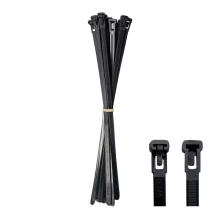 Lot de 20 colliers de câblage réutilisables denture intérieure – 300x7,6mm – Noir (intérieur ou extérieur)