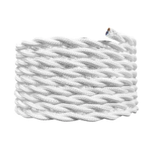 Câble électrique tissu torsadé long. 3m ø 6,2mm – H05V-K 2x0,75mm2 – Blanc (luminaire)