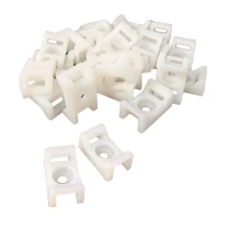 Lot de 25 embases blanches à visser pour colliers d'installation – A fixer avec vis ø 5mm (intérieur et extérieur)