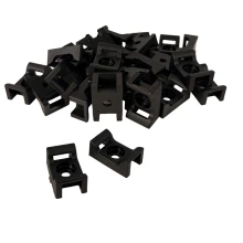 Lot de 25 embases noires à visser pour colliers d'installation – A fixer avec vis ø 5mm (intérieur et extérieur)