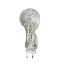 Cordon d’alimentation avec interrupteur à pied et fiche 2 pôles 2A 250V – Long. 3m H03VVH2-F 2x0,75mm2 – Translucide (luminaire)