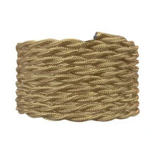 Câble électrique tissu torsadé long. 3m ø 6,2mm – H05V-K 2x0,75mm2 – Doré (luminaire)