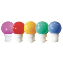 Pack de 5 ampoules sphériques LED 0,7W / 30LM plastique multicolores pour guirlande culot B22