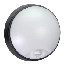 VELA Hublot LED rond noir 12W / 1200LM avec détecteur de mouvement et couleurs de lumière réglables IP54