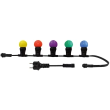 Guirlande guinguette LED 10 m 10 ampoules B22 multicolores remplaçables 300 lm IP65 connectable (intérieur et extérieur)