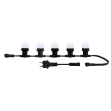 Guirlande guinguette LED 10 m 10 ampoules E27 remplaçables 3000K blanc chaud 500 lm IP65 connectable (extérieur)
