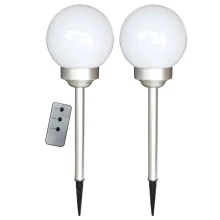 Boule solaire LED MILLOS lot de 2 Ø 150 mm H535 mm couleurs changeantes ou blanc fixe (extérieur)