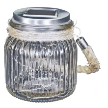 Photophore solaire LED BALI 6500K blanc froid IP44 crépusculaire verre à suspendre ou poser (extérieur)