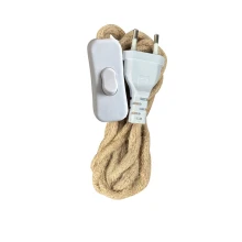 Kit pré-câblé 2 fils textile torsadés 0,75 mm² 1,5 m avec interrupteur et fiche – Corde naturelle (intérieur)