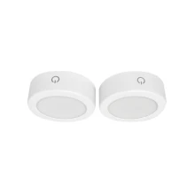 Lot de 2 spots LED rechargeables USB-C – 180 lm 2,2W 3000K intensité variable – Blanc – Ø70 mm H22 mm