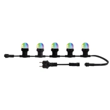 Guirlande guinguette LED 10 m – 10 ampoules E27 RVB remplaçables, connectable – IP65 (extérieur)