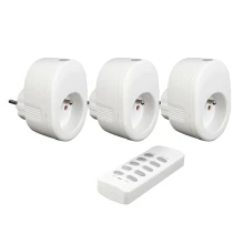Kit 3 prises radio télécommandées on/off – 433,96 MHz 30 m – 2300 W max 10 A 230 V – télécommande incluse