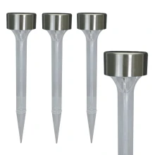 Balises solaires LED CATALINA RVB à piquer IP44 lot de 4 – Plastique chromé (extérieur)