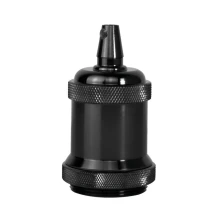 Douille E27 filetée – Métal noir chromé double bague (réparation et création de luminaires)