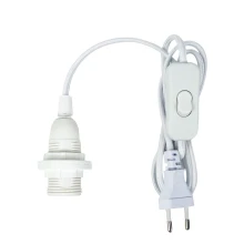 Kit cordon électrique pré-équipé E14 1,5 m avec douille filetée et 2 bagues – Tissu blanc (création luminaire)