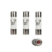 Lot de 3 fusibles céramique à voyant 10,3x38 mm 32A 400V (anciennes installations électriques)