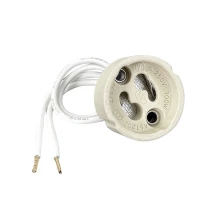Douille GU10/GZ10 céramique 2A 250V avec fils silicone 15 cm blanc (réparation luminaire)