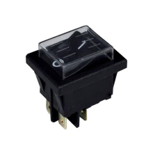 Mini interrupteur à bascule encastrable bipolaire 15A 250V 3750W IP44 avec capuchon de protection – Noir (extérieur)