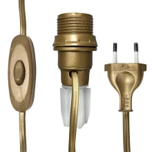 Kit adaptateur bouteille – Douille E14, câble 1,5 m, interrupteur – Plastique doré (lampe de table)