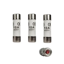 Lot de 3 fusibles céramique à voyant 10A 400V 8,5x31,5 mm (installations électriques anciennes)