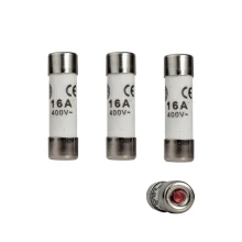 Lot de 3 fusibles céramique à voyant 16A 400V 8,5x31,5 mm (anciennes installations électriques)