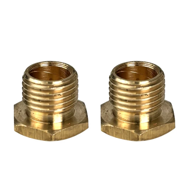 Lot de 2 raccords mâles 6 pans à visser 10x1 – Laiton laitonné (montage luminaire) (photo n°1)