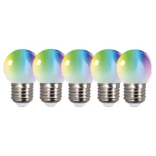 Ampoules LED sphériques E27 0,8W 50 lm pack de 5 – Plastique – RVB multicolore (guirlandes guinguettes)