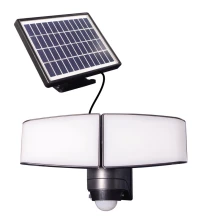 Projecteur solaire LED 2 têtes orientables 10W 685 lm 4000K détecteur de mouvement IP44 panneau déporté – Noir (extérieur)