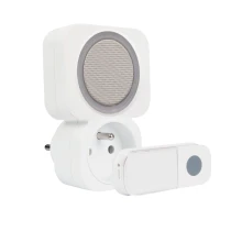 Carillon sans fil ALAUDA enfichable avec prise et bouton IP44 150 m – Plastique blanc (extérieur)