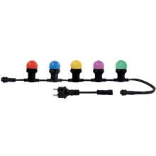 Guirlande guinguette LED 10 m 10 ampoules E27 remplaçables multicouleurs connectable IP65 (extérieur)