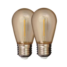 Ampoules lot 2 LED E27 décoratives 0,6W 55 lm 2700K Ø 45 mm plastique ambré à filament (extérieur)