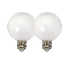 Ampoules lot 2 Globe LED E27 2W 150 lm 2700K Ø 80 mm plastique blanc (extérieur)