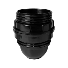 Douille filetée E27 double bague – Bakélite noire (abat-jour)
