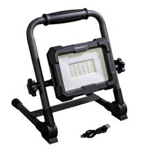 Projecteur de chantier LED pliable rechargeable USB 20W 1800 lm 4000K IP54 IK07 sur pied (intérieur et extérieur)