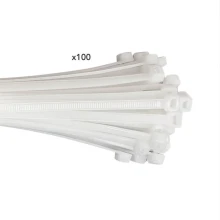 Colliers de câblage – 250 x 4,8 mm lot de 100 jusqu’à diamètre 40 mm – Blanc (intérieur et extérieur)
