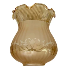 Abat-jour Tulipe haut. 130mm ø 110mm ø base 48mm – Verre satiné ambré gravé (lustre et applique)