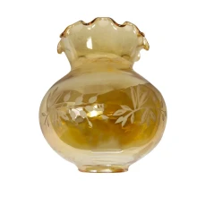 Abat-jour Tulipe haut. 142mm ø 105mm ø base 46mm – Verre ambré gravé (lustre et applique)