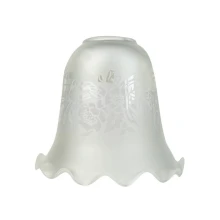 Abat-jour Tulipe haut. 112mm ø 124mm ø base 43mm – Verre satiné blanc gravé (lustre et applique)